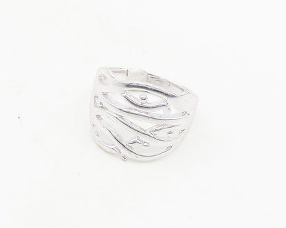 925 Sterling Silver  Shiny Polished Floral Vine Motif Band Ring Sz 10  RG18620