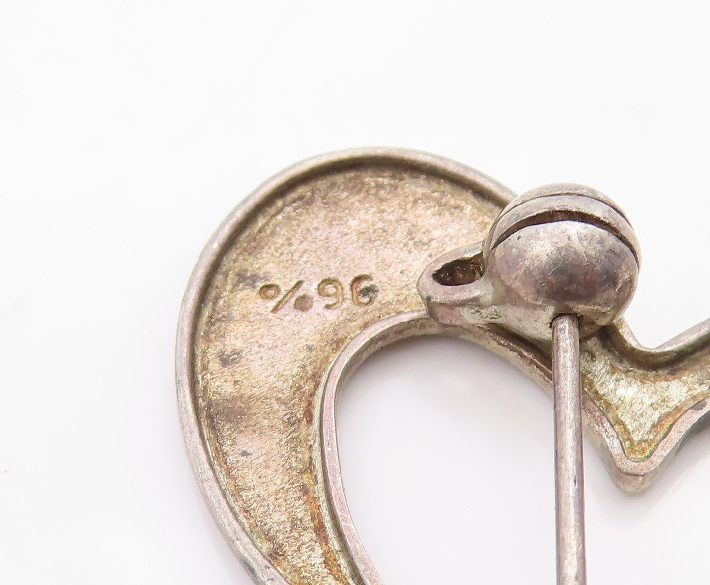 925 Sterling Silver Vintage Brooch Modernist Infinite Love Hearts Pin  BP12103