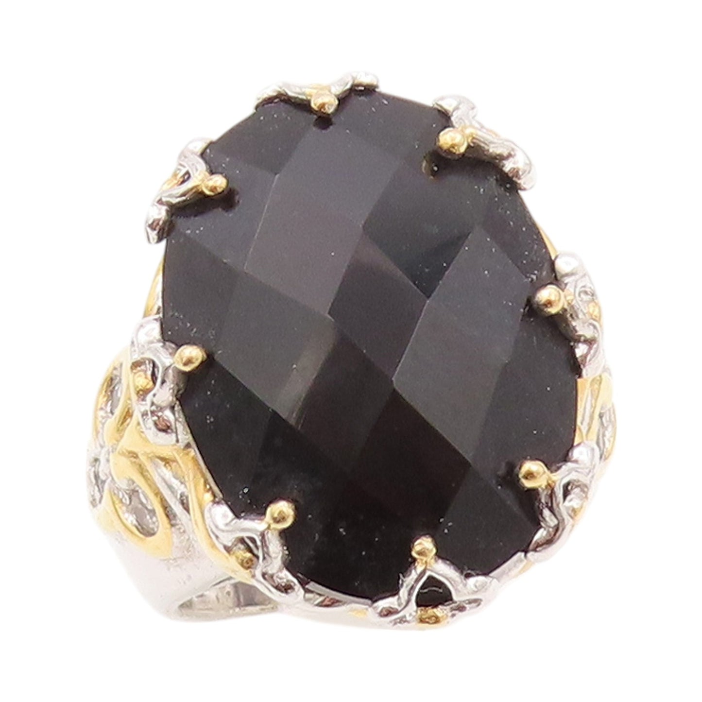 925 Sterling Silver Vintage Ring MICHAEL VALITUTTI Faceted Onyx  Sz 5  RG32414