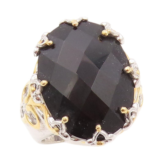 925 Sterling Silver Vintage Ring MICHAEL VALITUTTI Faceted Onyx  Sz 5  RG32414