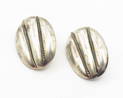MEXICO 925 Sterling Silver  Vintage Rope Twist Hollow Drop Earrings  EG6124
