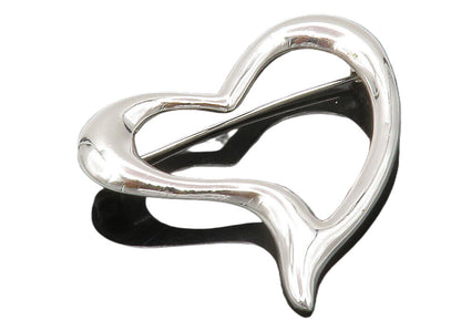 925 Sterling Silver  Shiny Polished Open Love Heart Smooth Brooch Pin  BP4762