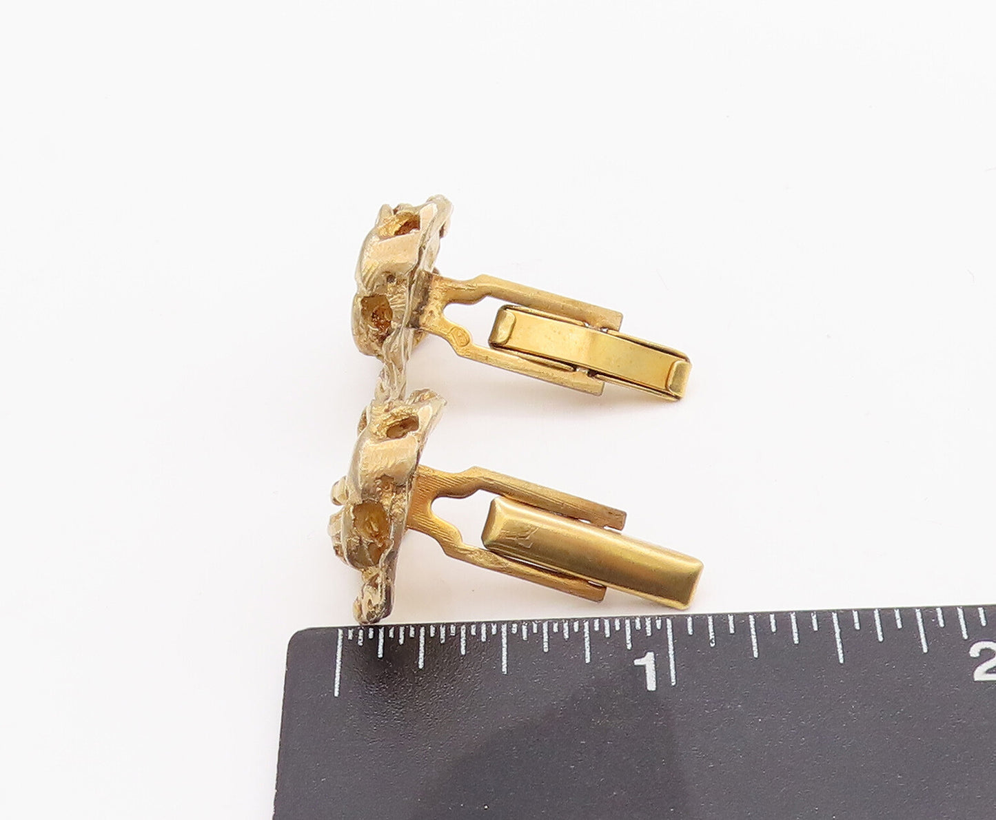 925 Sterling Silver Vintage Cufflinks ISRAEL Gold Plated Brutalist  TR3749