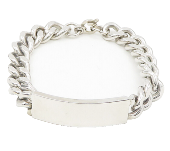 925 Sterling Silver  Shiny Polished Smooth Bar Curb Link Chain Bracelet BT7716