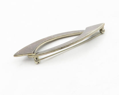 MEXICO 925 Sterling Silver  Vintage Dark Tone Smooth Open Brooch Pin  BP5172
