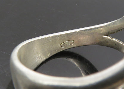 925 Sterling Silver  Vintage Shiny Cutout Detail Heart Band Ring Sz 7  RG23550