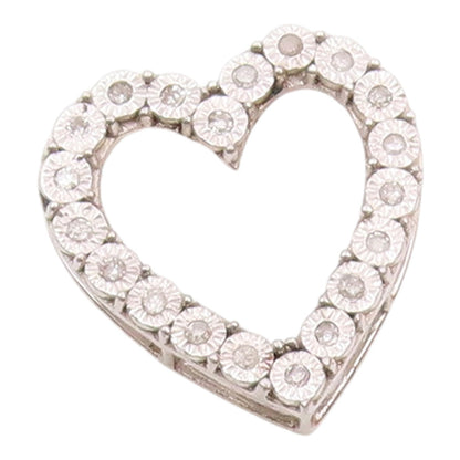 925 Sterling Silver  Vintage Genuine Diamonds Open Love Heart Pendant  PT20060