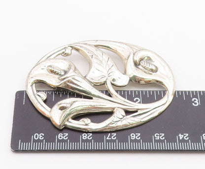 DANECRAFT 925 Sterling Silver  Vintage Shiny Floral Vine Brooch Pin  BP4326