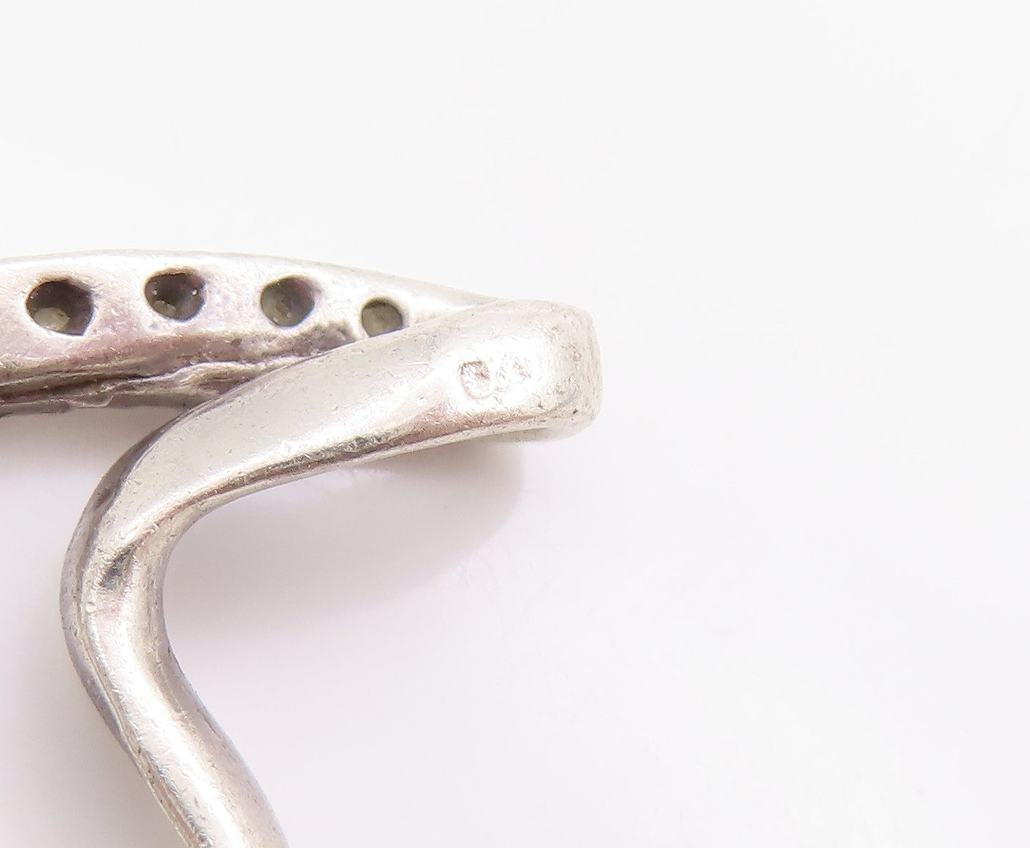 925 Sterling Silver Vintage Pendant Sparkling CZ Open Love Heart Charm  PT24962