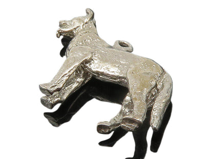 925 Sterling Silver  Vintage Petite Shiny Standing Dog Animal Pendant  PT11276