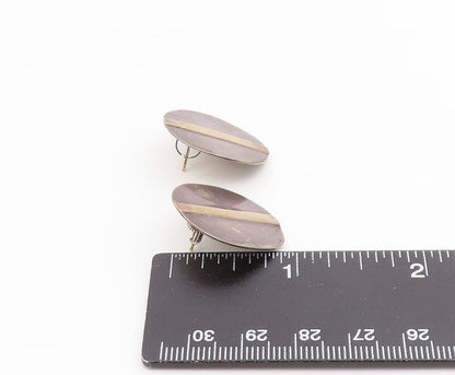 14k Gold & 925 Sterling Silver Vintage Earrings RABBANI Geometric Studs  EG14110
