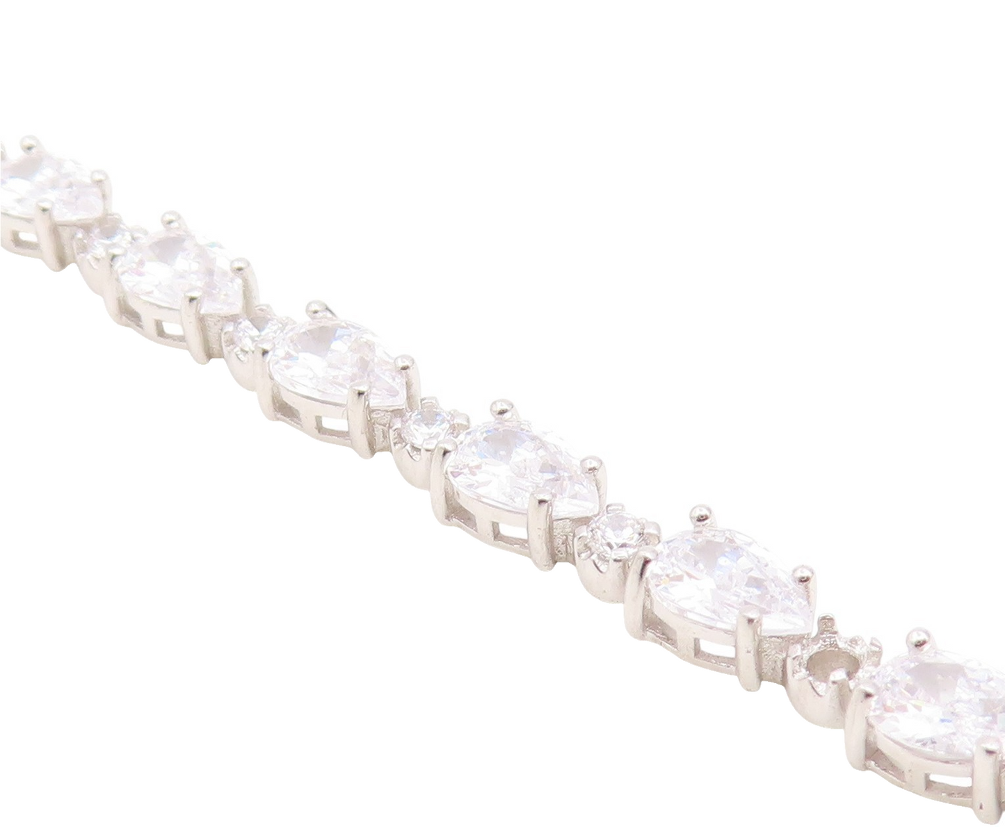 925 Sterling Silver Vintage Bracelet Multi Shape CZ Elegant Tennis Link  BT11880