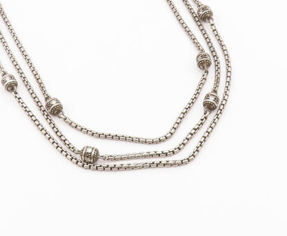 JUDITH RIPKA 925 Silver  Vintage Cubic Zirconia Ball Layered Necklace  NE3921