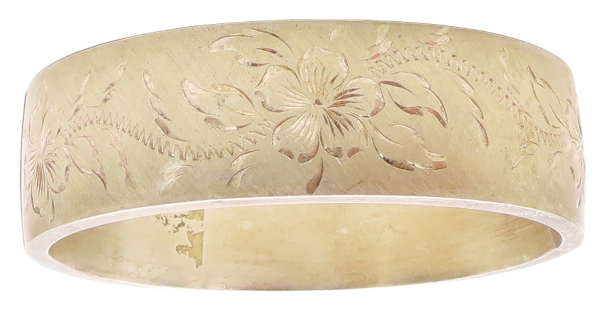 BOJAR 925 Silver  Vintage Shiny Etched Floral Pattern Bangle Bracelet  BT2473