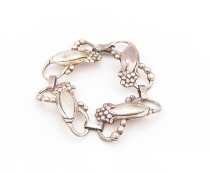 925 Sterling Silver Vintage Bracelet Modernist Cutout Infinity Flowers  BT11208