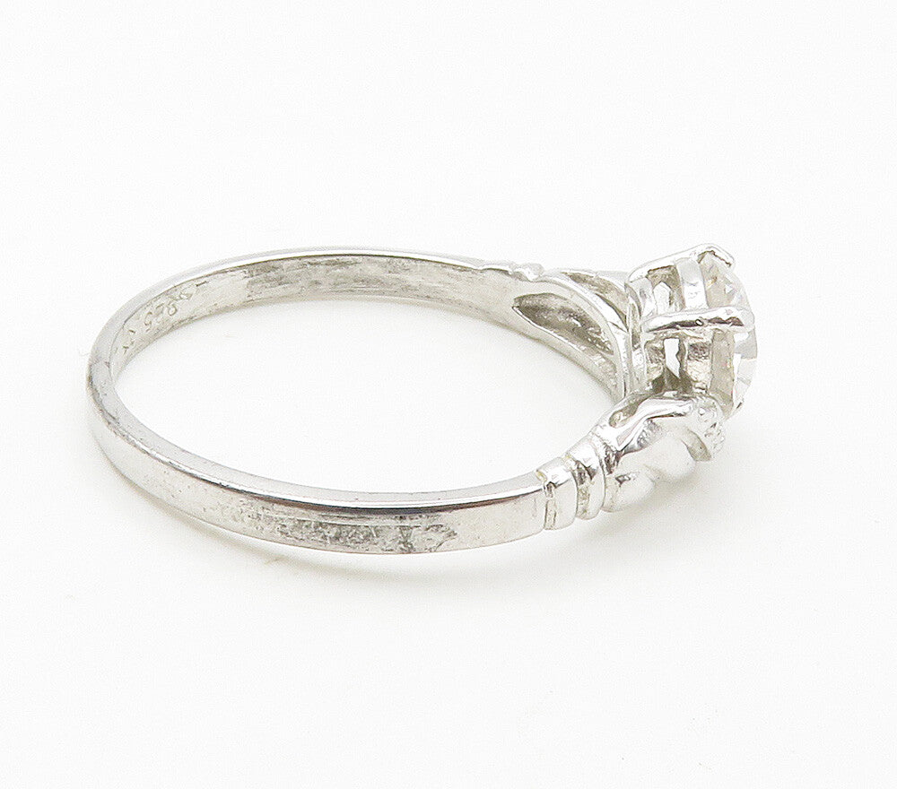 925 Sterling Silver  Round Cut Cubic Zirconia Solitaire Ring Sz 9.5  RG15493