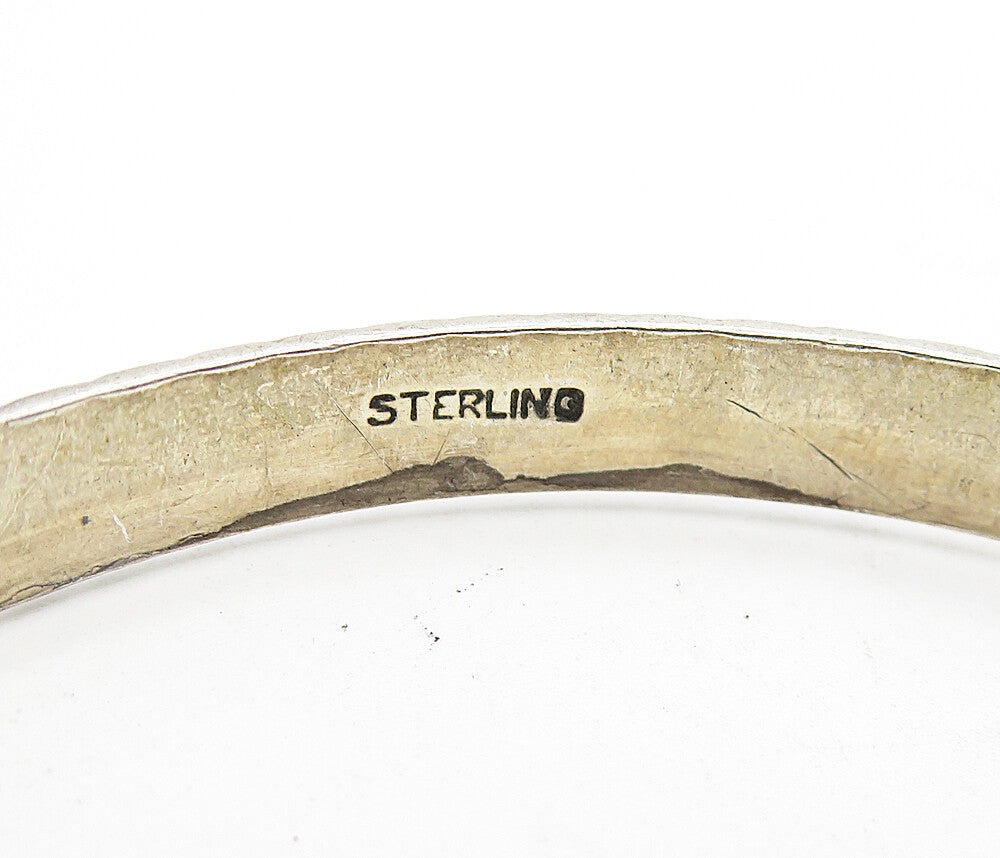 925 Sterling Silver Vintage Dark Tone Slanted Etched Bangle Bracelet BT1674