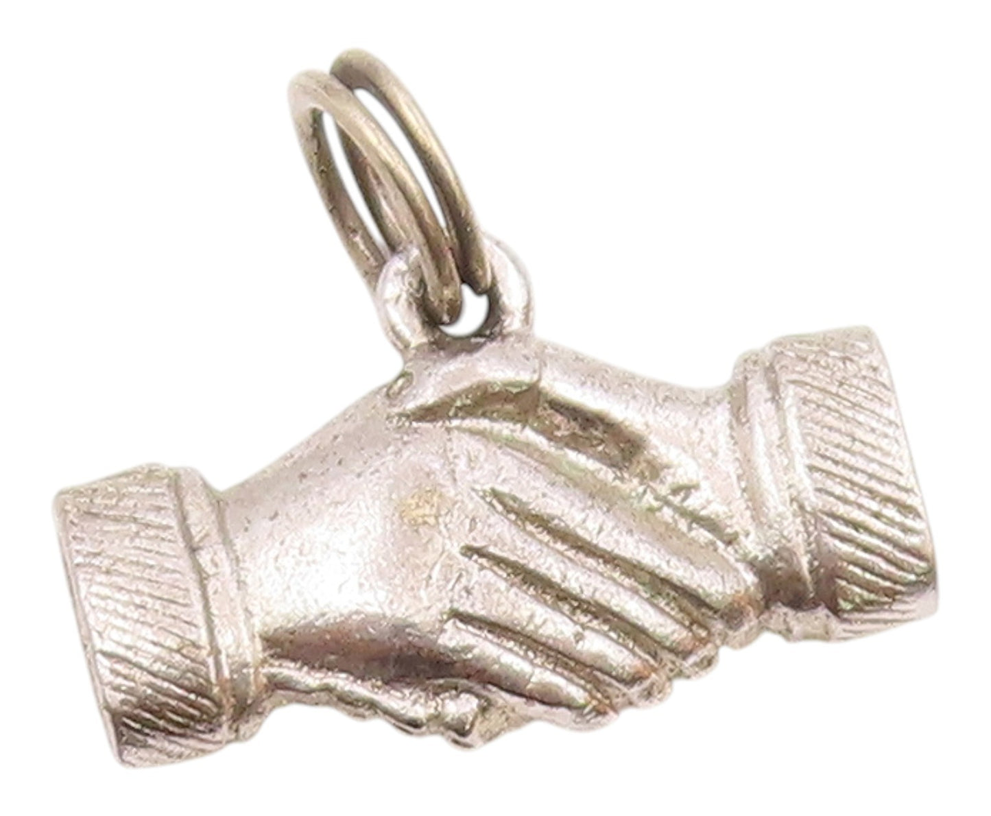 925 Sterling Silver  Vintage Shiny Petite Handshake Motif Pendant  PT18884