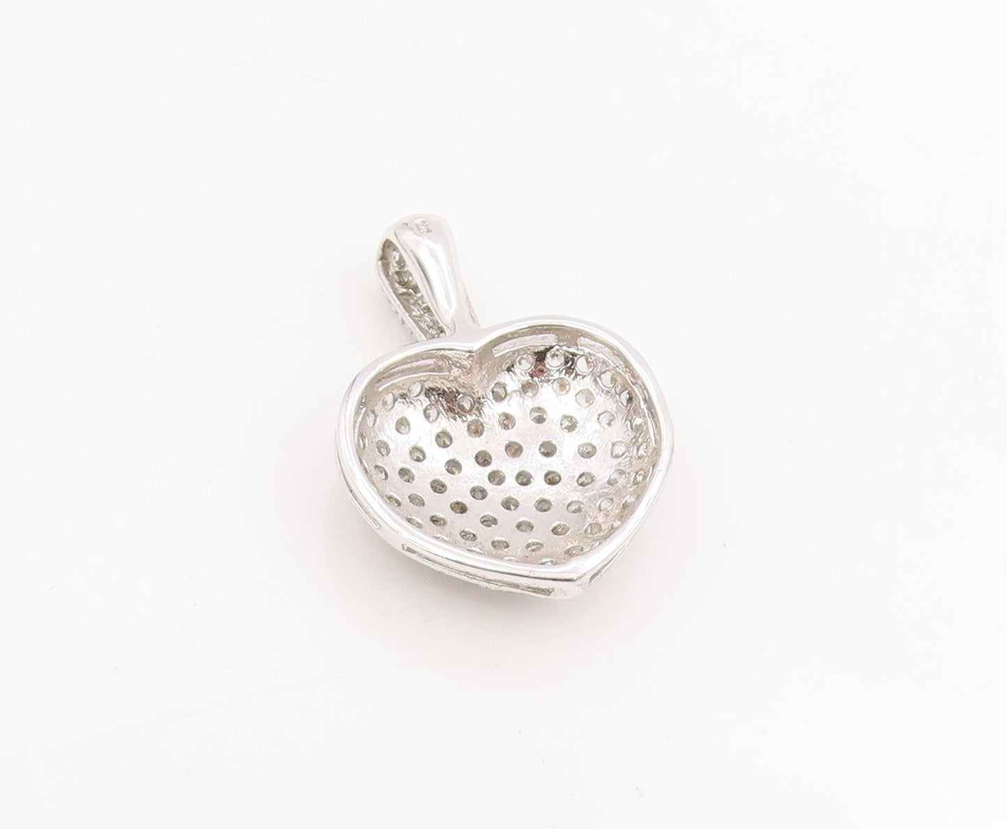 925 Sterling Silver Vintage Pendant Sparkling CZ Clustered Love Heart  PT25736