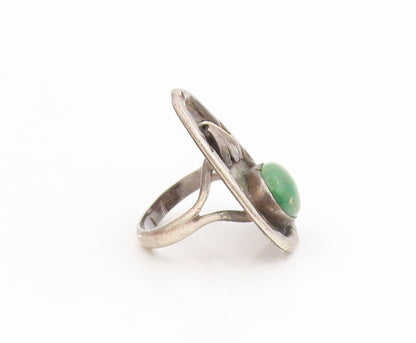925 Sterling Silver Vintage Ring NAVAJO ZUNI Turquoise Leaf Band  Sz 7  RG34444