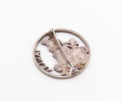 925 Sterling Silver  Vintage Panama Goddess Cutout Brooch Pin  BP10050