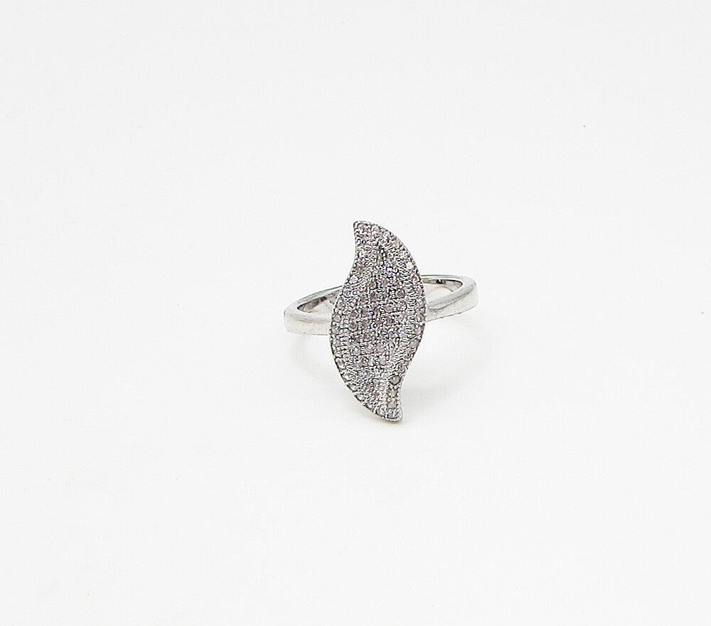 925 Sterling Silver  White Cubic Zirconia Leaf Cluster Ring Sz 8  RG3252