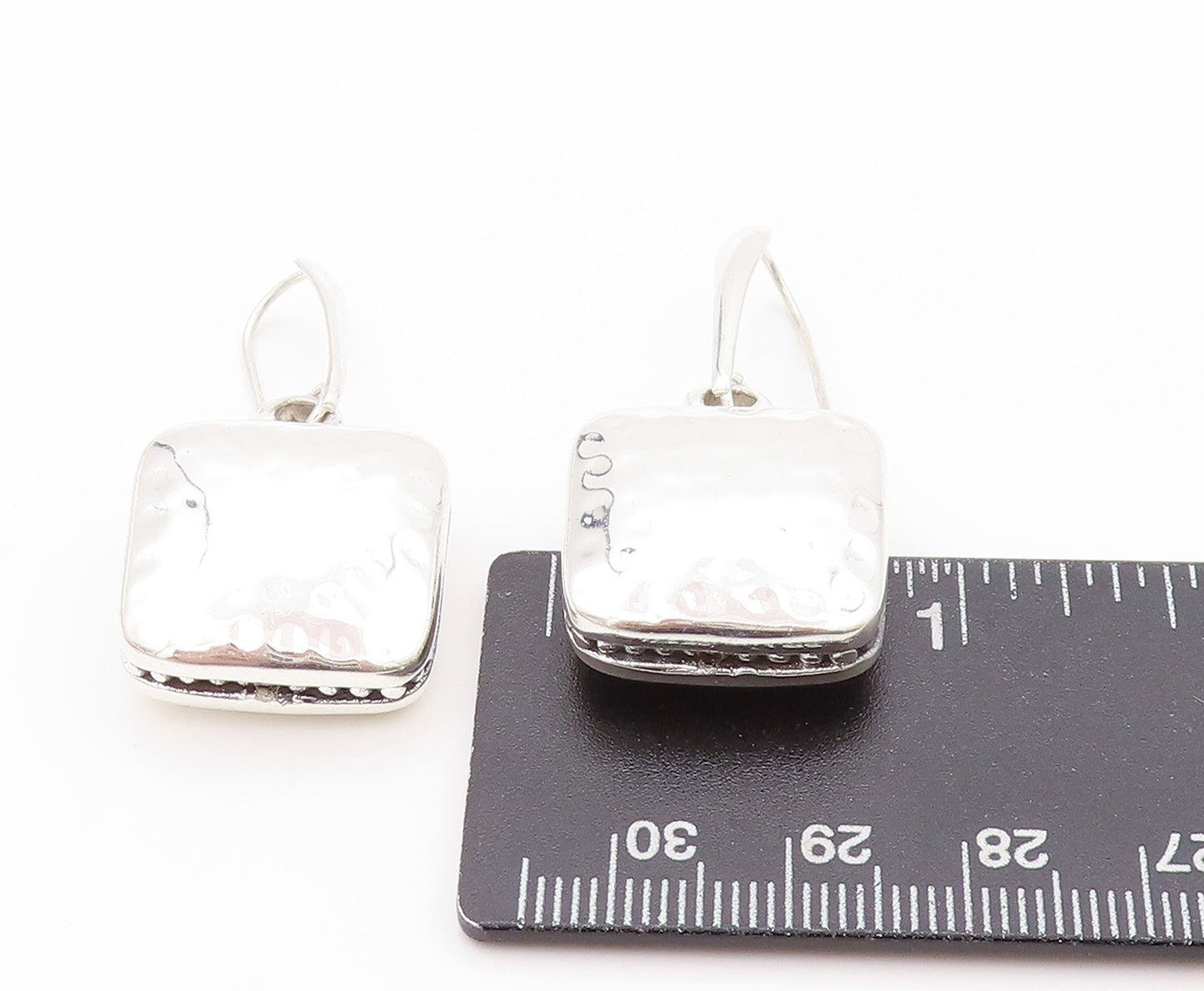 925 Sterling Silver Vintage Earrings Puffed Dangling Hand Bag Design  EG13552