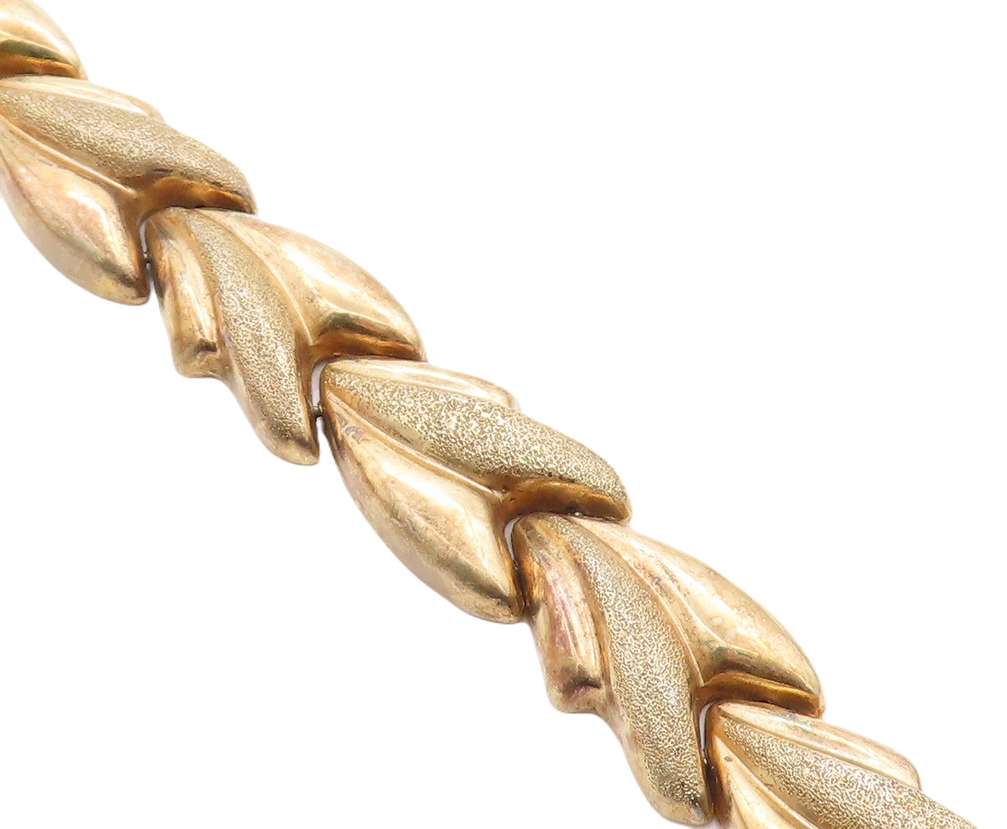 925 Sterling Silver  Vintage Gold Plated Hollow Fluted Chain Bracelet  BT1652