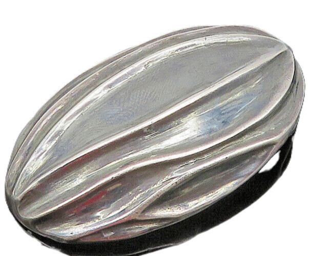 925 Sterling Silver  Vintage Shiny Dark Tone Sculpted Dome Pendant  PT16792