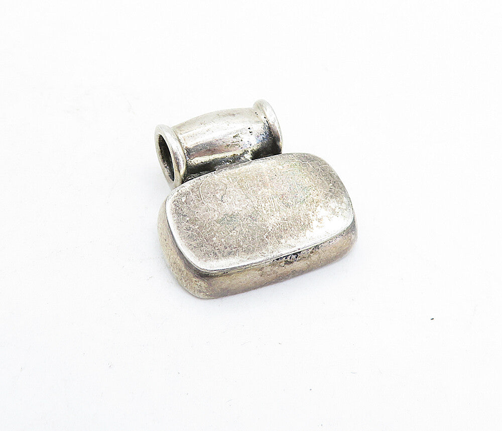 925 Sterling Silver  Vintage Dark Tone Square Slide Pendant  PT3911