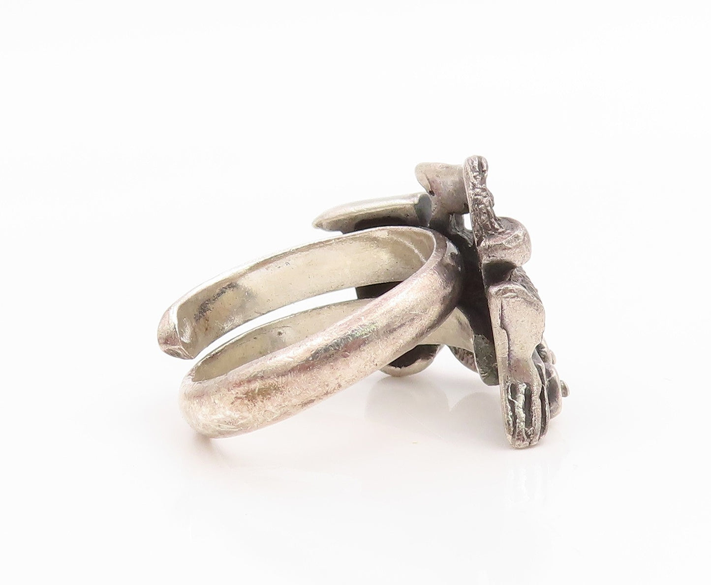 925 Sterling Silver Vintage Ring MEXICO Locomotive Engine Band  Sz 6  RG35584