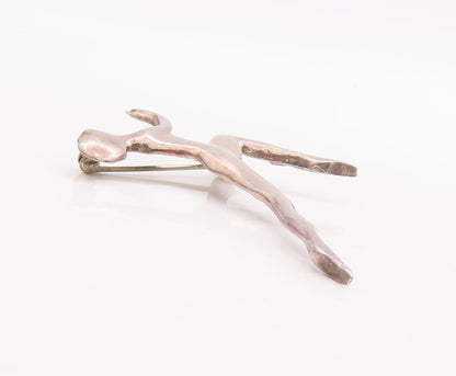 925 Sterling Silver Vintage Brooch Pin Solid Man Doing Yoga Stretch BP11119