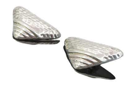 MEXICO 925 Silver   Vintage Hammered Detail Hollow Non Pierce Earrings  EG4409