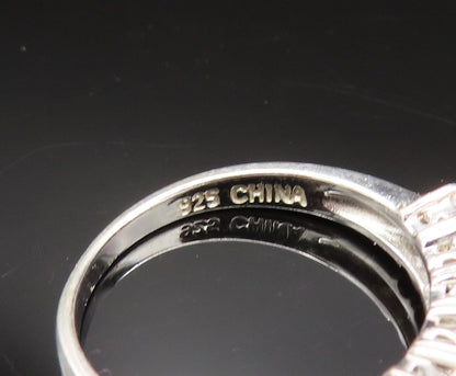 925 Silver  Vintage Multi Shape Cubic Zirconia Pattern Ring Sz 6.5  RG25636