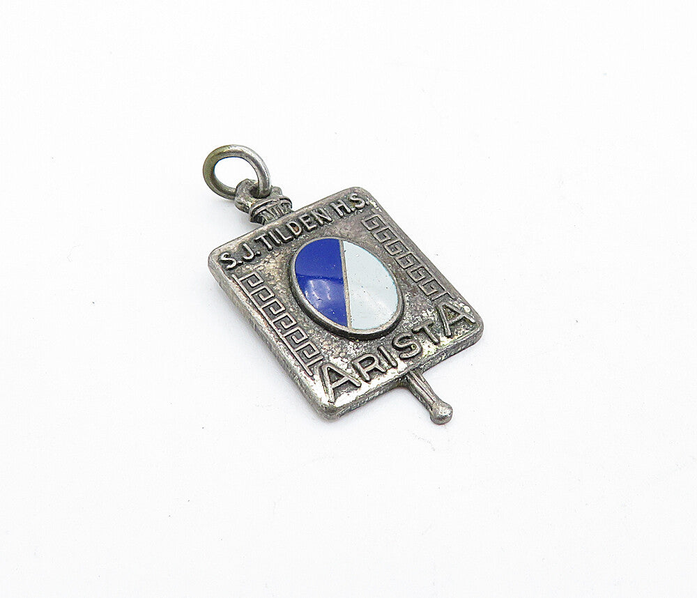 925 Sterling Silver  Vintage Antique Enamel S.J Tilden H.S Pendant  PT4821