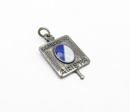 925 Sterling Silver  Vintage Antique Enamel S.J Tilden H.S Pendant  PT4821