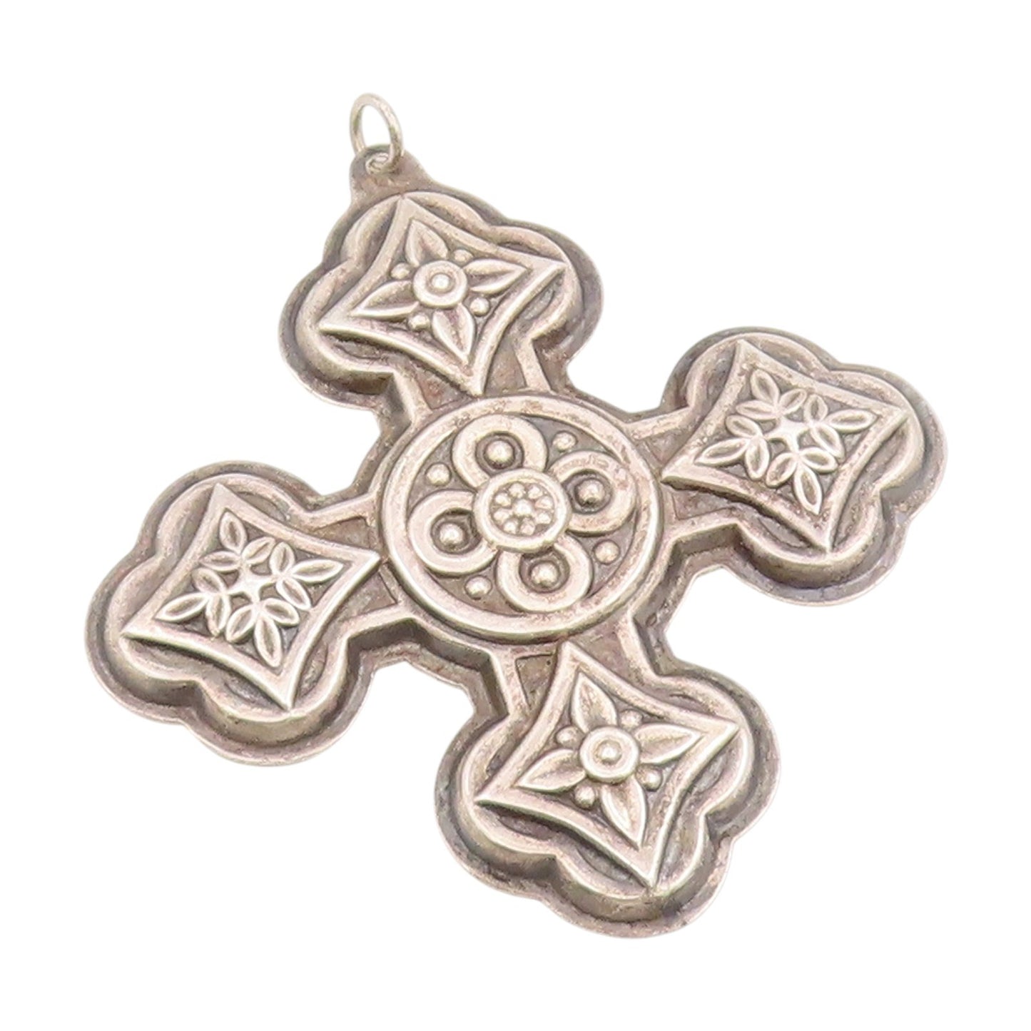 925 Sterling Silver Vintage Pendant REED & BARTON Large Christmas Cross  PT25500