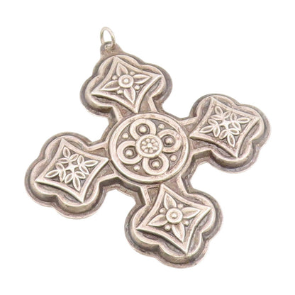 925 Sterling Silver Vintage Pendant REED & BARTON Large Christmas Cross  PT25500