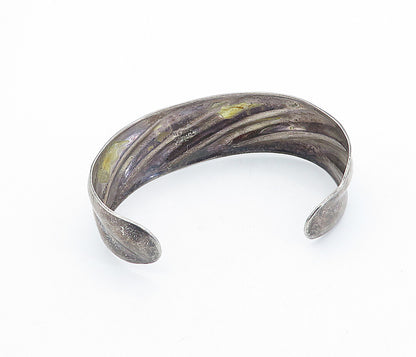 MEXICO 925 Sterling Silver  Vintage Dark Tone Fluted Cuff Bracelet  BT1452