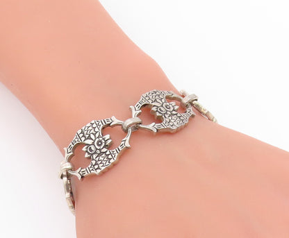 BB 925 Sterling Silver  Vintage Floral Etched Design Chain Bracelet  BT8508