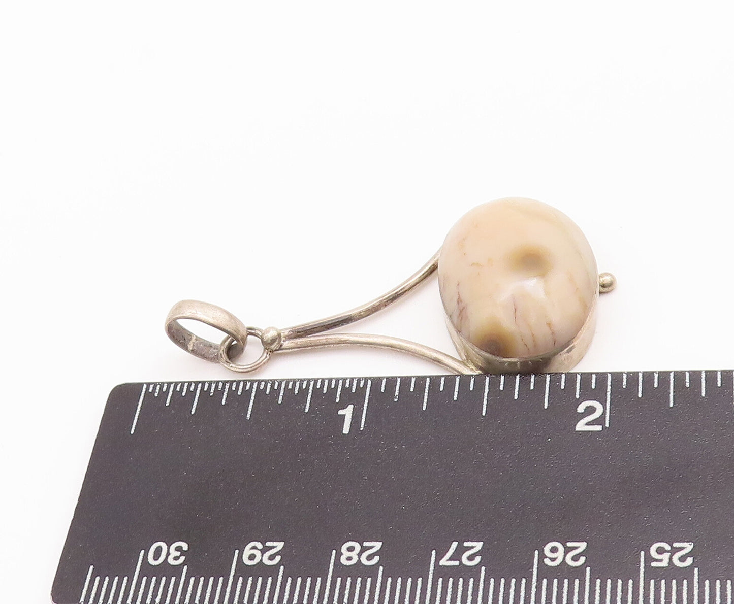 925 Sterling Silver Vintage Pendant Large Cabochon Brown Oval Gemstone  PT23250