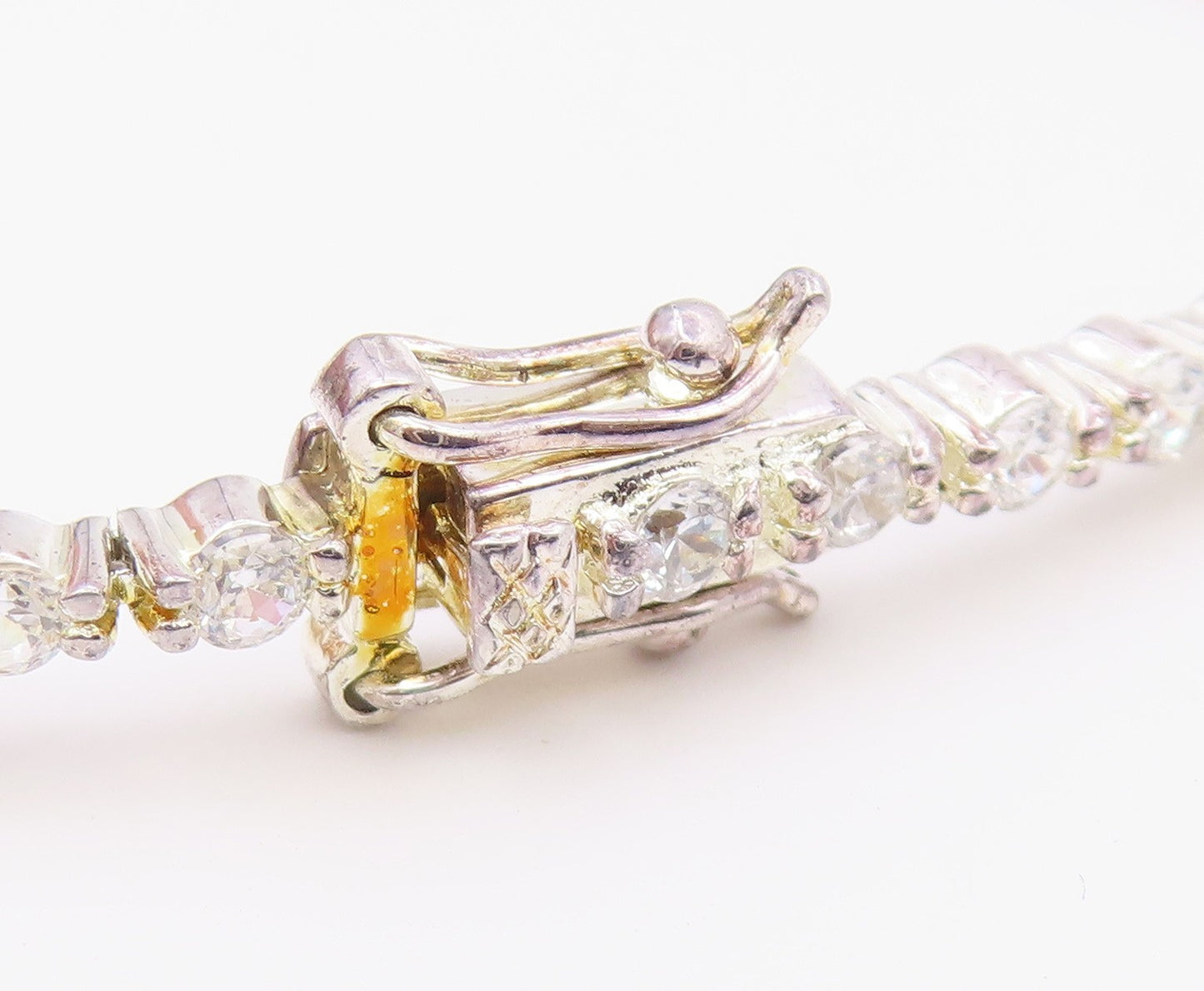 925 Sterling Silver  Shiny Round Cut Cubic Zirconia Tennis Bracelet  BT7369