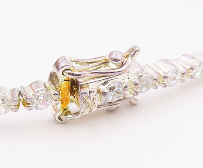 925 Sterling Silver  Shiny Round Cut Cubic Zirconia Tennis Bracelet  BT7369