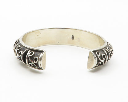 925 Sterling Silver Vintage Shiny Swirl Pattern Dome Cuff Bracelet BT5433
