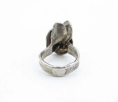 925 Sterling Silver  Vintage Modernist Sculpted Oxidized Band Ring Sz 7 RG4750