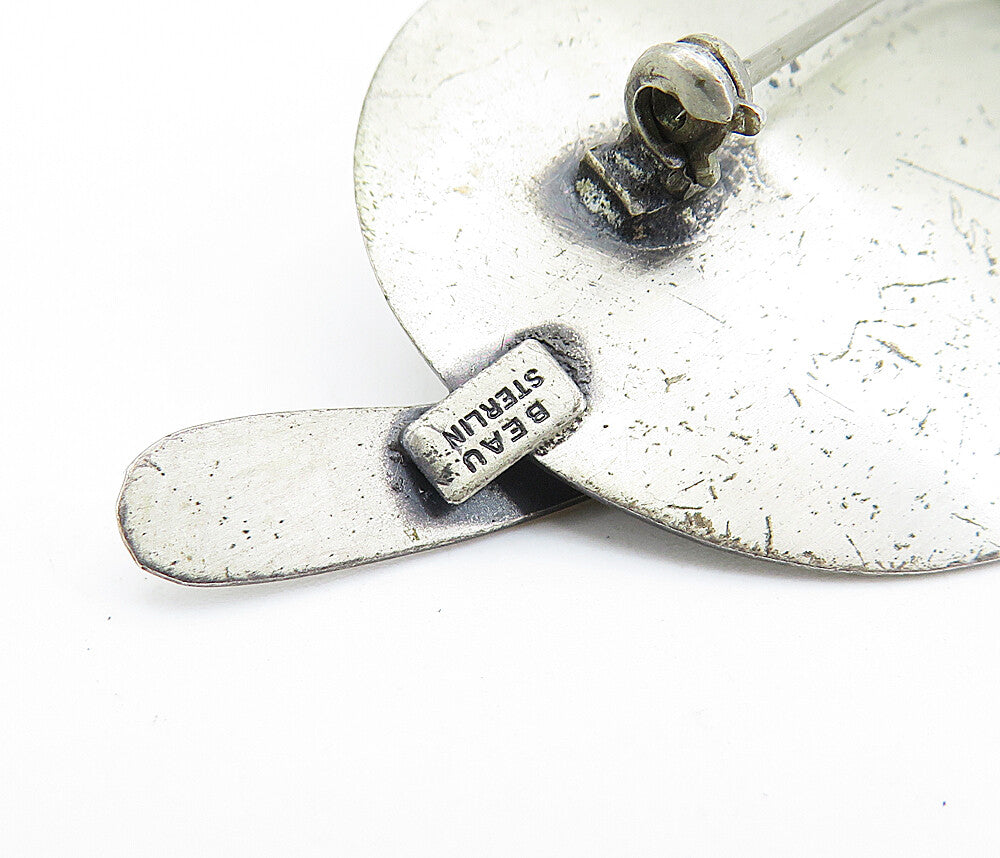 BEAU 925 Sterling Silver  Vintage Oxidized Single Leaf Motif Brooch Pin BP2659