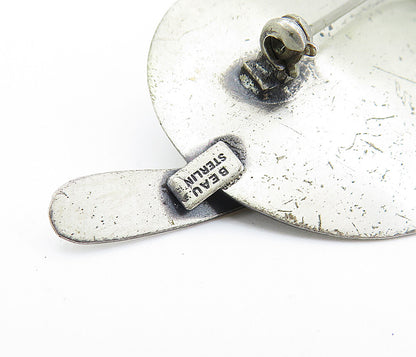 BEAU 925 Sterling Silver  Vintage Oxidized Single Leaf Motif Brooch Pin BP2659