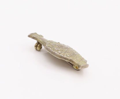 925 Sterling Silver Vintage Brooch Pin Solid Swirly Carved Broken Vase  BP10929