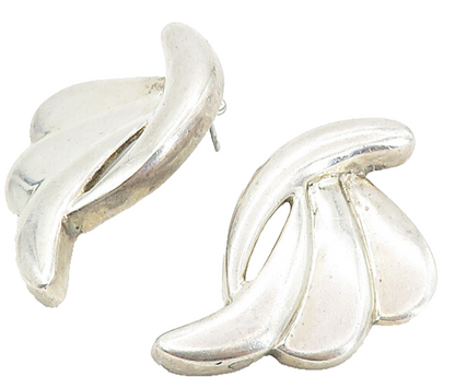 925 Sterling Silver  Vintage Shiny Smooth Wing Design Drop Earrings  EG4197