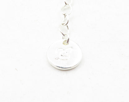 925 Sterling Silver  Druzy Stone Shiny Polished Thin Chain Necklace  NE2040